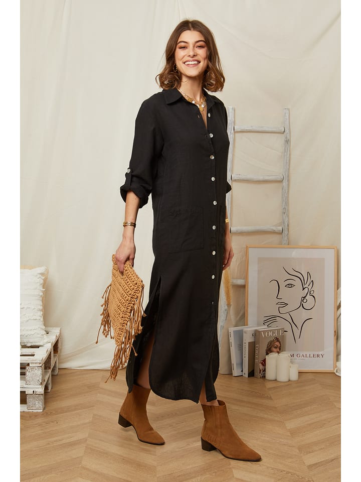 Rodier Lin Lniana sukienka w kolorze czarnym rozmiar: XL/XXL