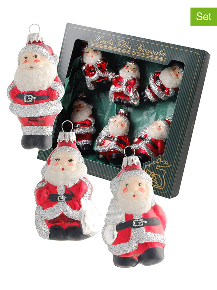 Krebs Glas Lauscha Bombki (6 szt.) w kolorze biało-czerwonym rozmiar: onesize