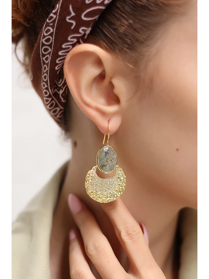 Pierres delicates Pozłacane kolczyki z prehnitami rozmiar: onesize