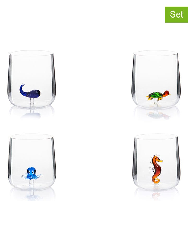 Trendy Kitchen by EXCÉLSA Szklanki (4 szt.) ze wzorem - 450 ml rozmiar: onesize