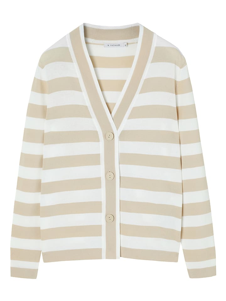 TATUUM Kardigan "Malio" w kolorze beżowo-białym rozmiar: L
