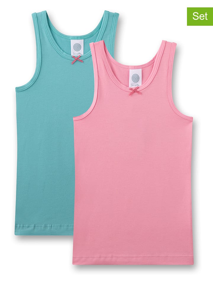 Sanetta Podkoszulki (2 szt.) w kolorze błękitnym i jasnoróżowym rozmiar: 104