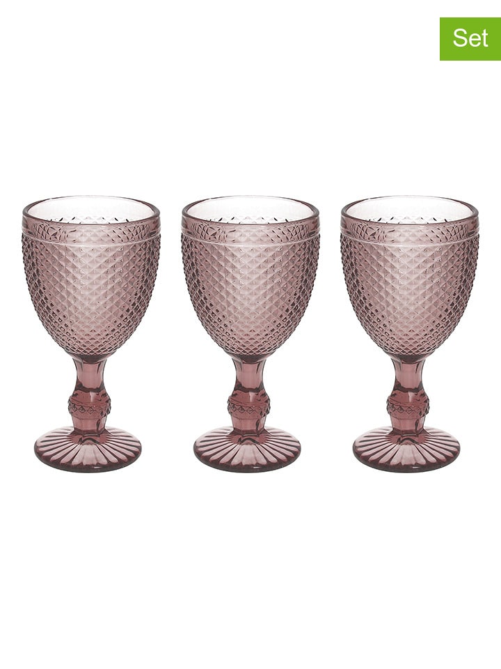 Tognana Szklanki (3 szt.) "Diamante" w kolorze jasnoróżowym - 280 ml rozmiar: onesize