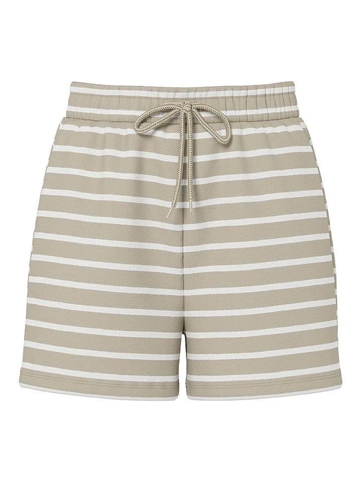 Pieces Szorty "Chilli" w kolorze beżowo-białym rozmiar: XS