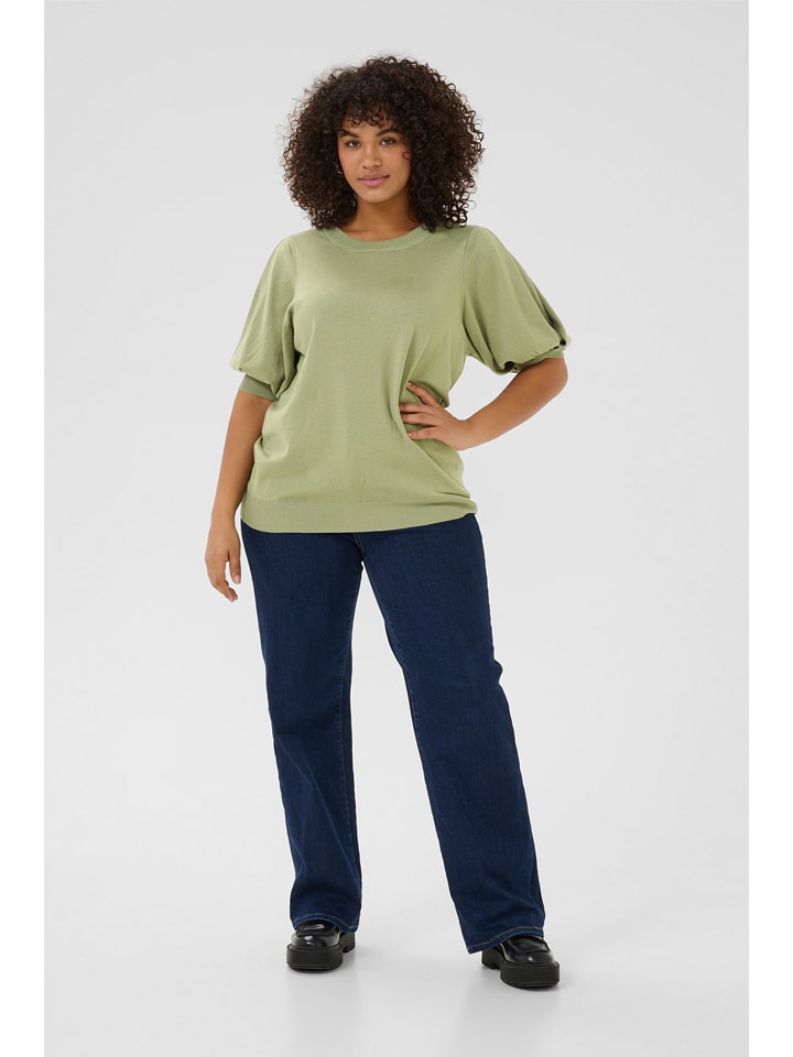 KAFFE curve Sweter w kolorze zielonym rozmiar: S