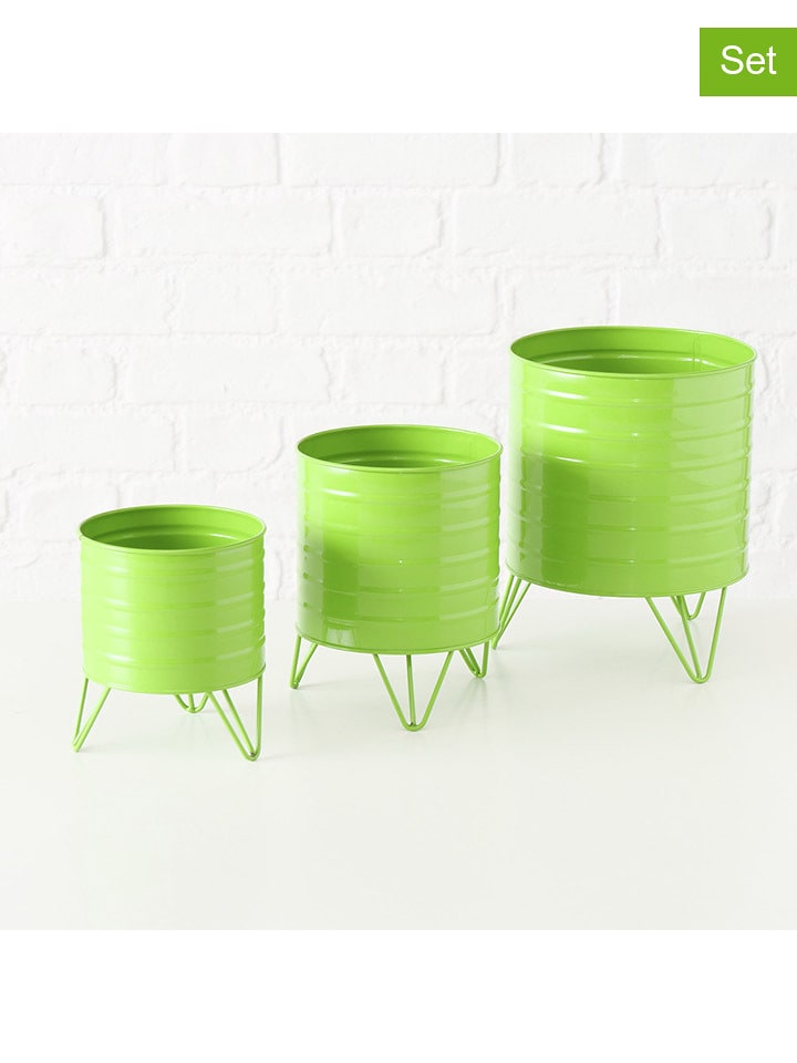 Boltze Osłonki (3 szt.) "Rillana" w kolorze zielonym na doniczki rozmiar: onesize