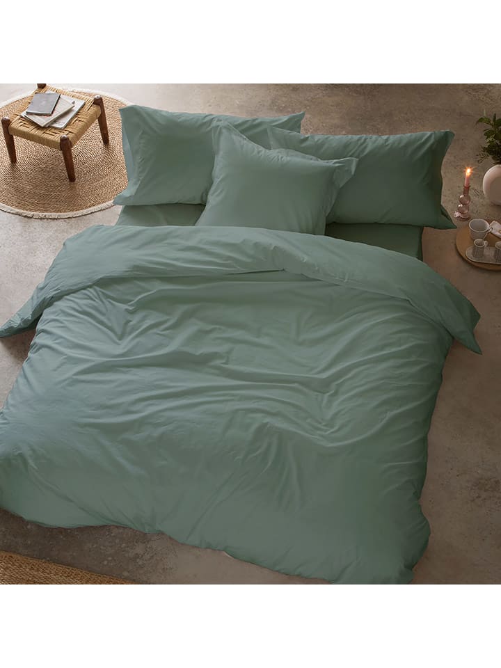 Monsun Perkalowa poszwa "Sakura" w kolorze jasnozielonym na kołdrę rozmiar: 220x220 cm