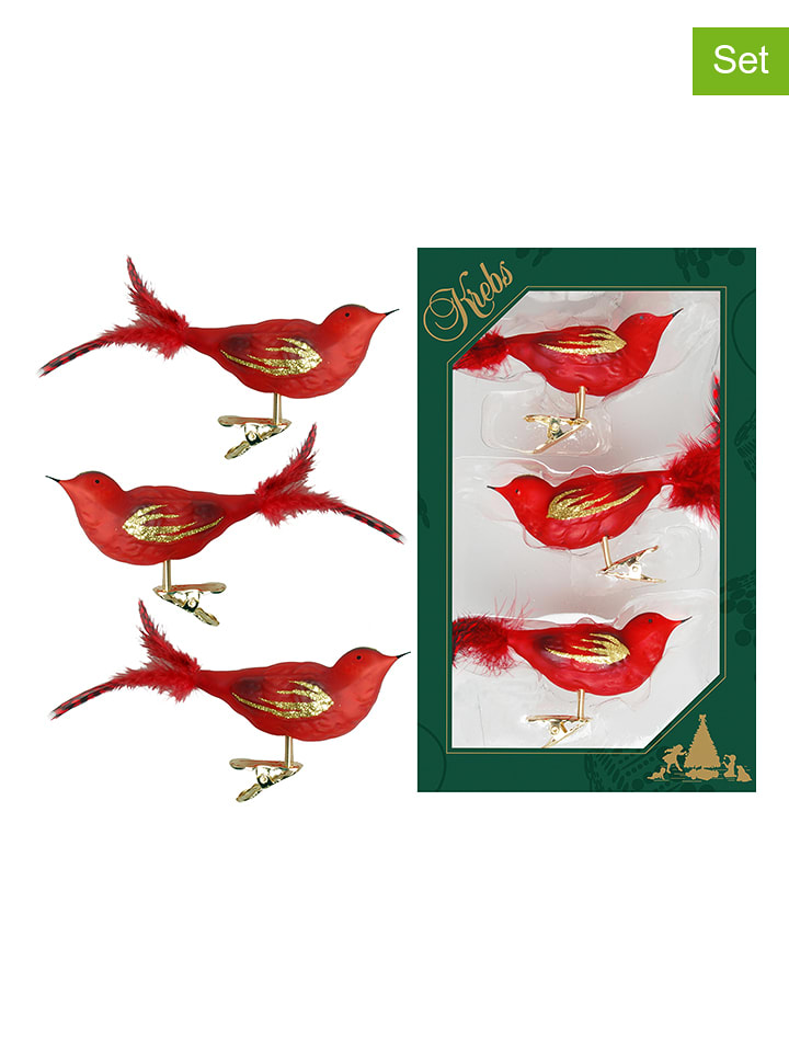 Krebs Glas Lauscha Ozdoby choinkowe (3 szt.) w kolorze złoto-czerwonym rozmiar: onesize