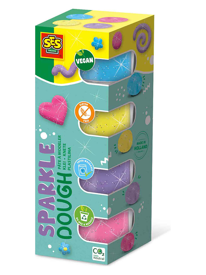 SES Plastelina (4 szt.) "Feel good - Sparkle" - 4 x 90 g - 12 m+ rozmiar: onesize
