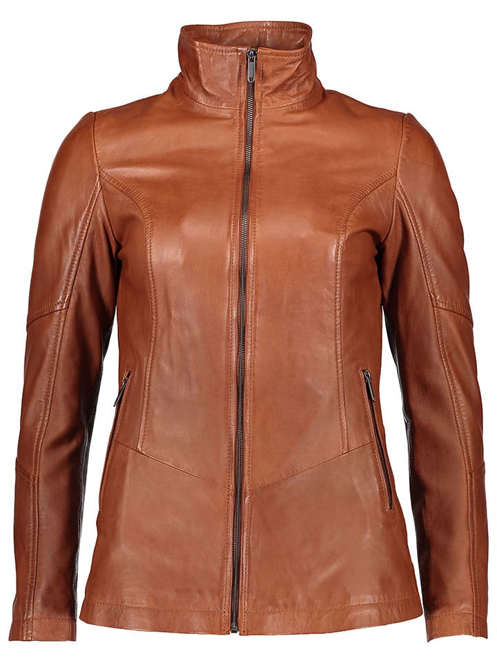 Bugatti Skórzana kurtka w kolorze jasnobrązowym rozmiar: 36