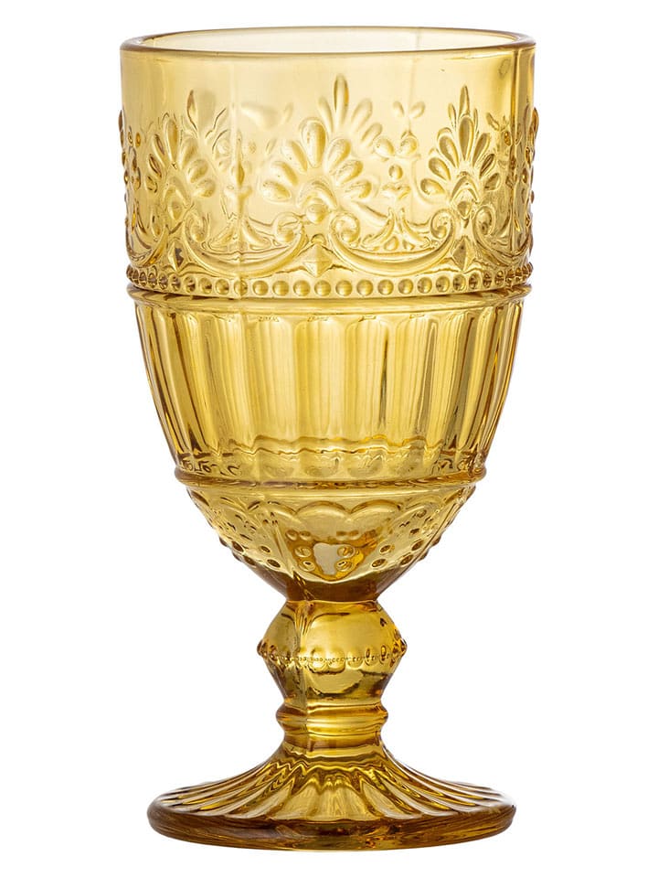 Bloomingville Kieliszek "Feyza" w kolorze żółtym do wina - 205 ml rozmiar: onesize