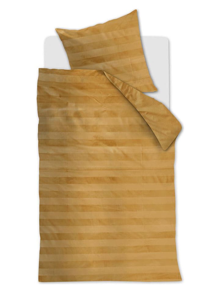 At Home Komplet pościeli aksamitnej "Soft Shine" w kolorze żółtym rozmiar: 135x200 cm