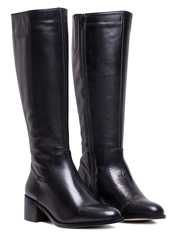 ELODIE Skórzane kozaki w kolorze czarnym rozmiar: 41