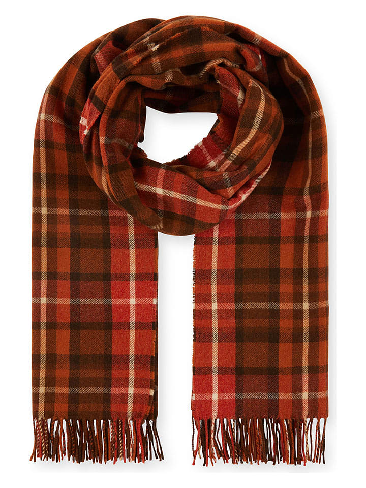 Lanerossi Wełniany szal w kolorze czerwono-pomarańczowym - 200 x 65 cm rozmiar: onesize