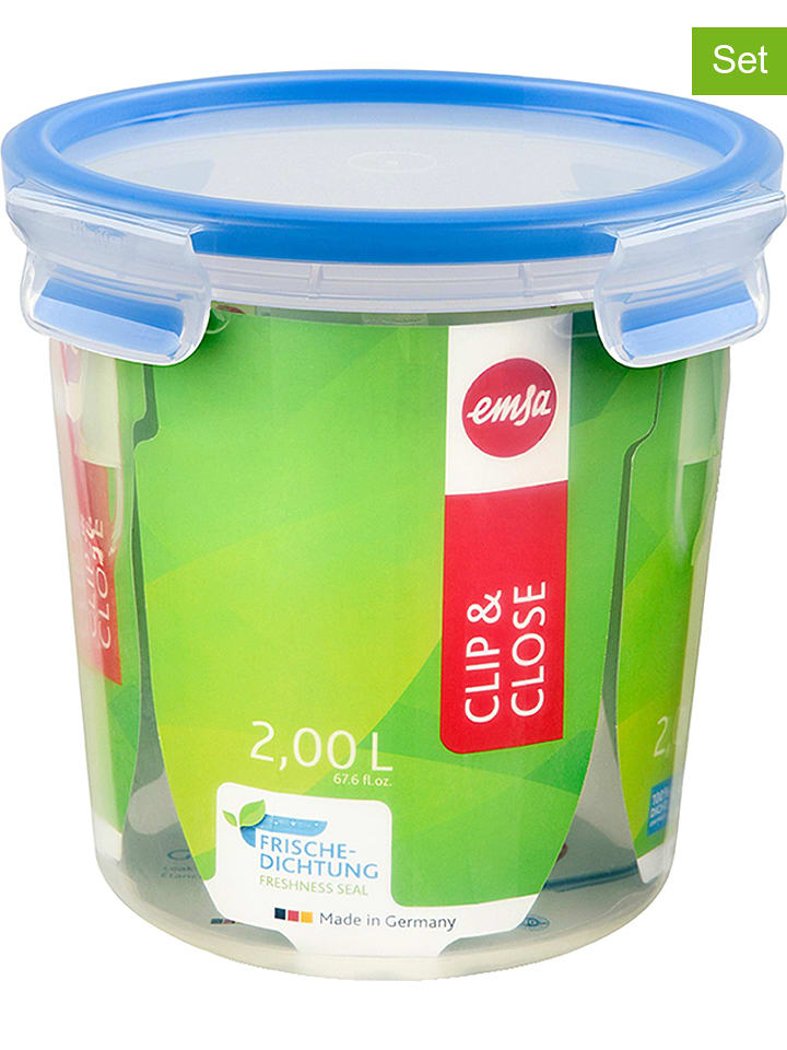 Emsa Pojemnik "Clip & Close" w kolorze niebieskim na żywność - 2 l rozmiar: onesize