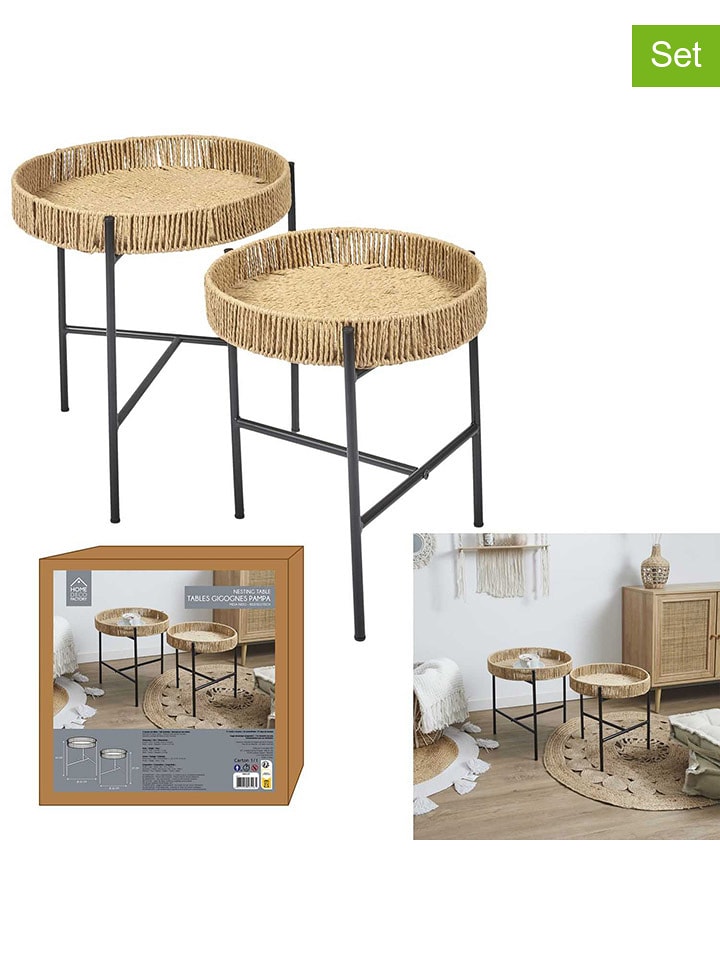 Ethnical Life Stoliki (2 szt.) "Pampa" w kolorze jasnobrązowo-czarnym rozmiar: onesize