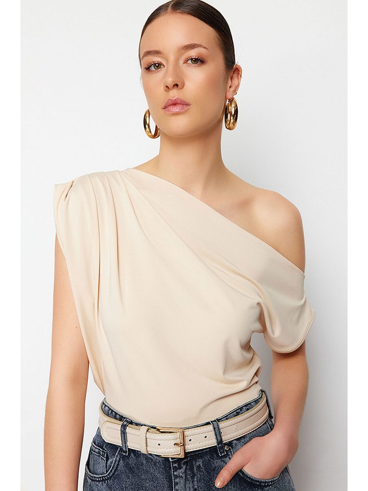 trendyol Koszulka w kolorze beżowym rozmiar: S