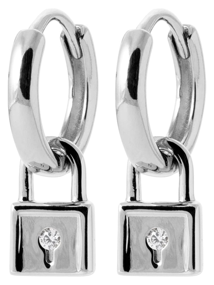 L'Atélier Précieux Srebrne kolczyki-kreole z cyrkoniami rozmiar: onesize