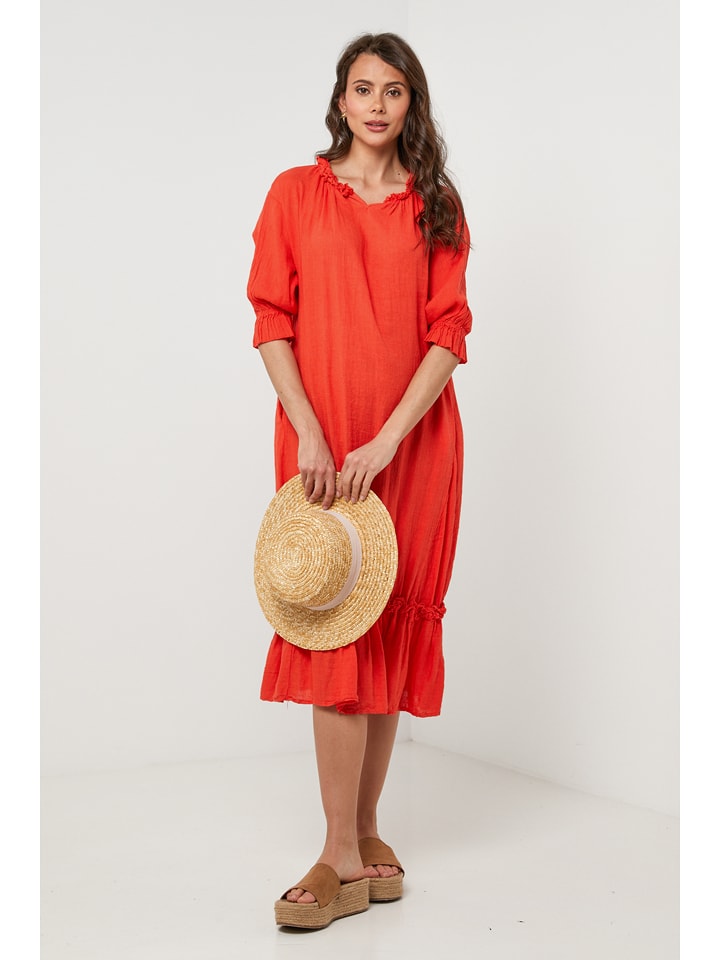 Lin Passion Lniana sukienka w kolorze czerwonym rozmiar: 38/40