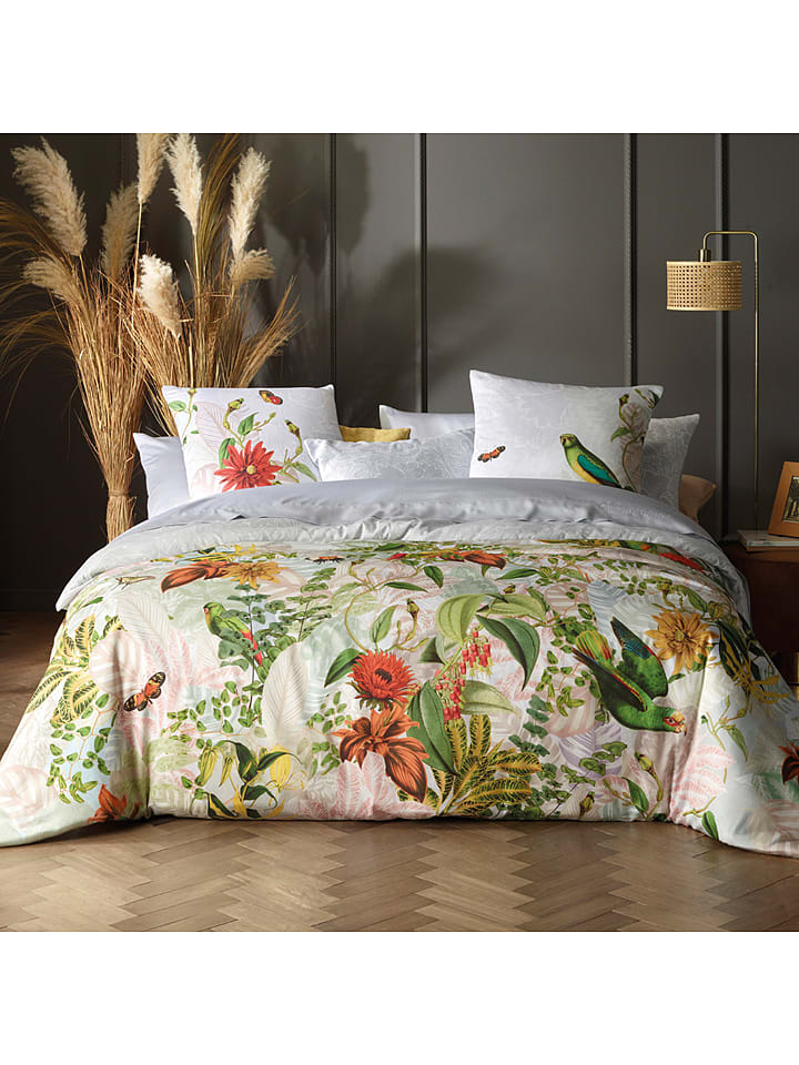 CXL by Christian Lacroix Komplet pościeli satynowej w kolorze biało-zielonym rozmiar: 200x220 cm