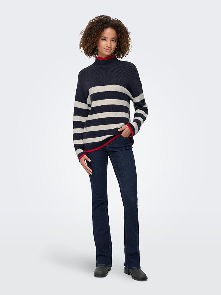 ONLY Sweter w kolorze granatowo-biało-czerwonym rozmiar: XS