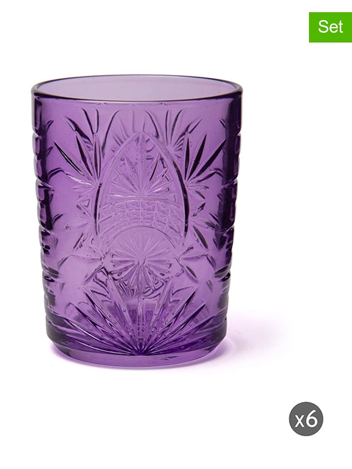 Trendy Kitchen by EXCÉLSA Szklanki (6 szt.) "Color Tumbler" w kolorze fioletowym - 350 ml rozmiar: onesize