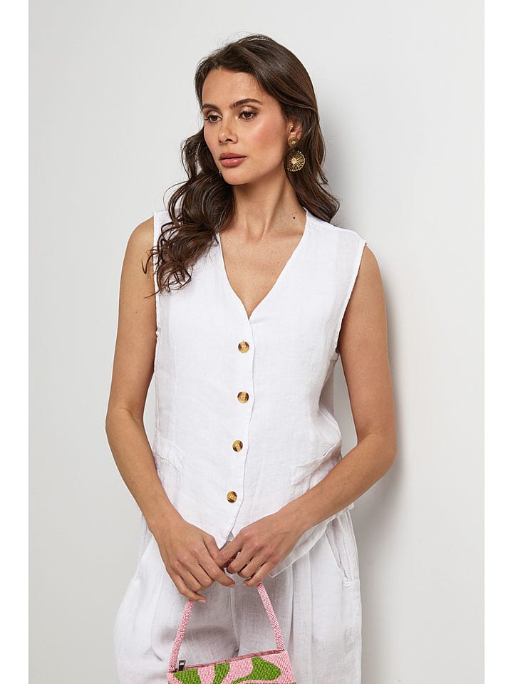 Lin Passion Lniana kamizelka w kolorze białym rozmiar: 34/36