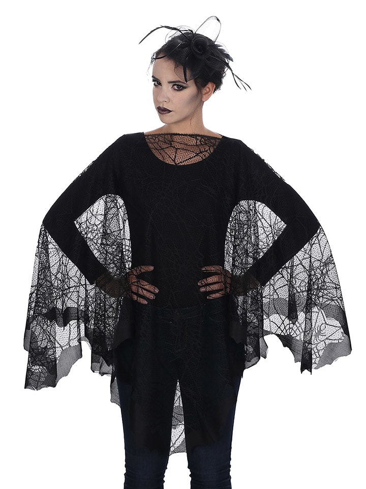 CHAKS Ponczo kostiumowe "Spider Web" w kolorze czarnym rozmiar: onesize