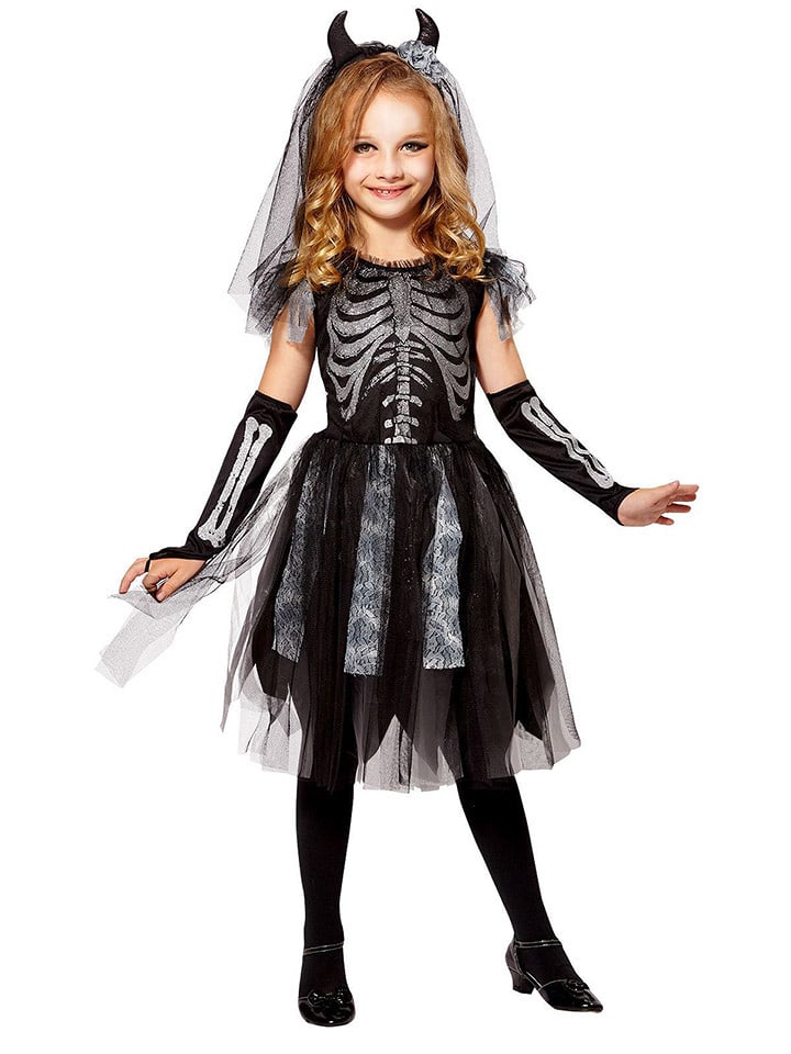 Carnival Party 3-częściowy kostium "Skeledev Bride" w kolorze srebrno-czarnym rozmiar: 140