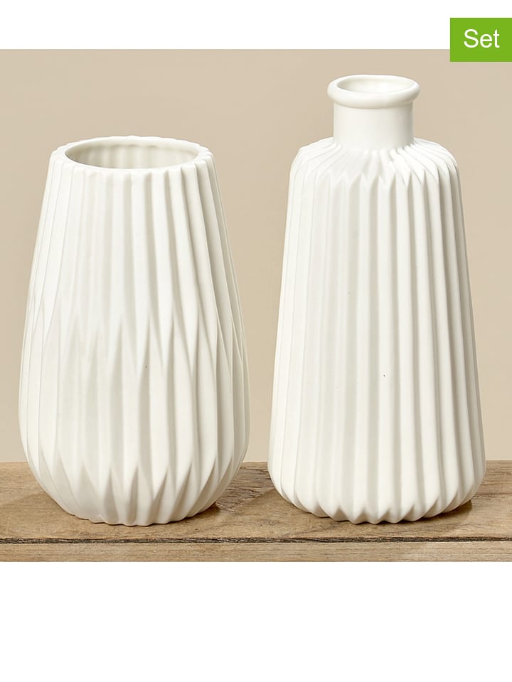 Boltze Wazony (2 szt.) "Esko" w kolorze białym - wys. 17 cm rozmiar: onesize