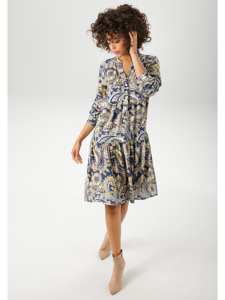 Aniston Sukienka w kolorze granatowo-żółtym rozmiar: 36