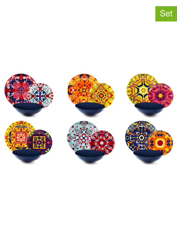 Trendy Kitchen by EXCÉLSA 18-częściowy zestaw talerzy "Venice" ze wzorem rozmiar: onesize