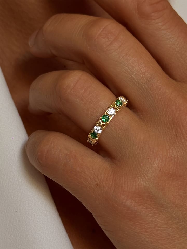 Les Petites Précieuses Pozłacany pierścionek z cyrkoniami rozmiar: 58