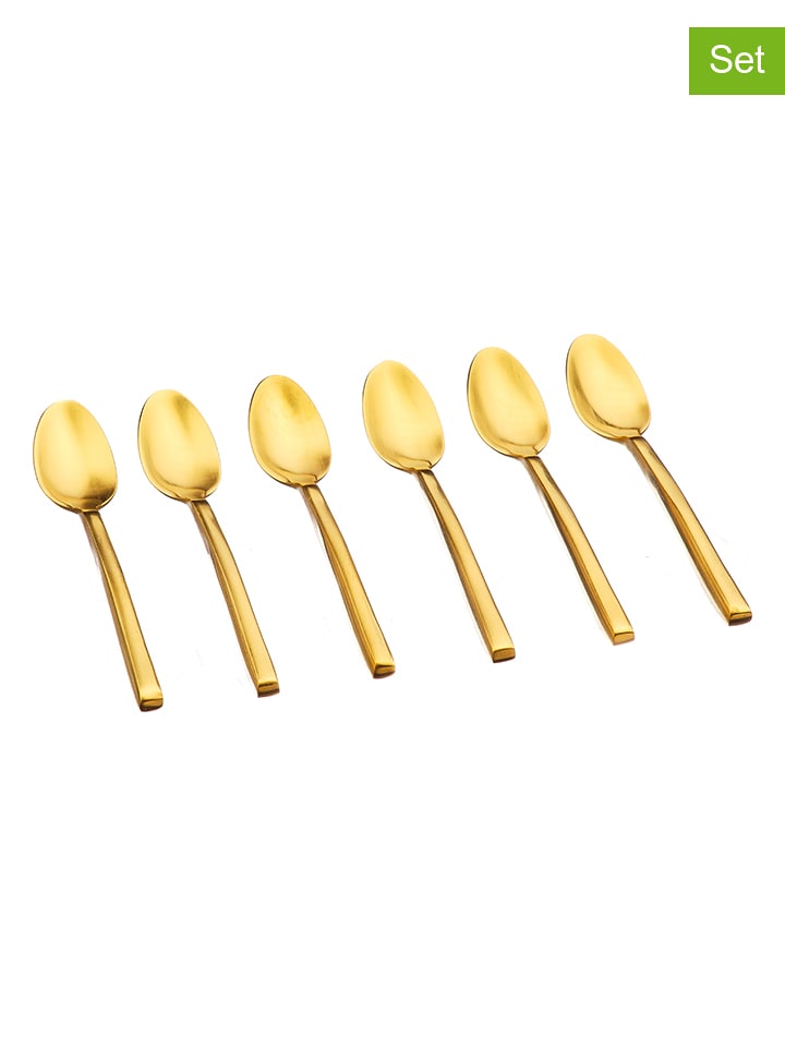 Björn Łyżeczki (6 szt.) "Olaf" w kolorze złotym do kawy - dł. 13 cm rozmiar: onesize