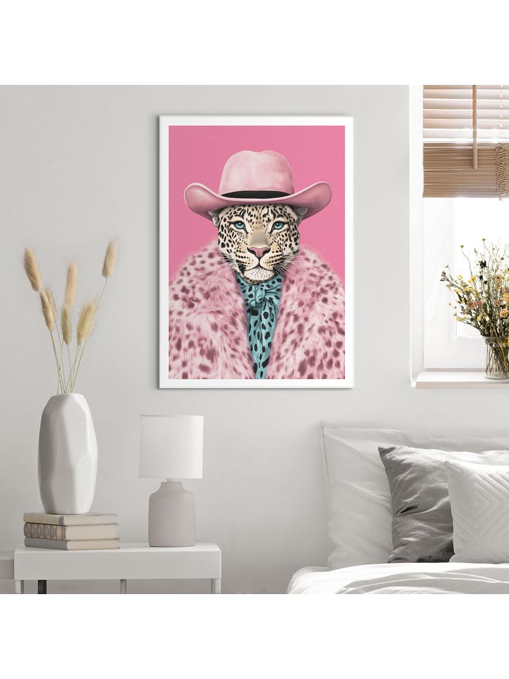 Orangewallz Druk artystyczny "Pink Panther Chic" w ramce rozmiar: 50x70 cm