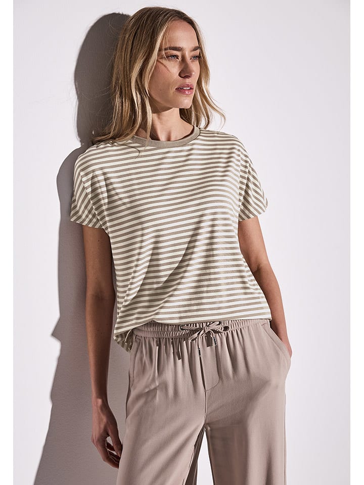 Street One Koszulka w kolorze beżowo-białym rozmiar: 36