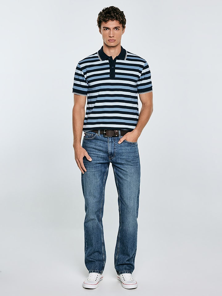 BIG STAR Koszulka polo "Seulir" w kolorze błękitno-granatowym rozmiar: L