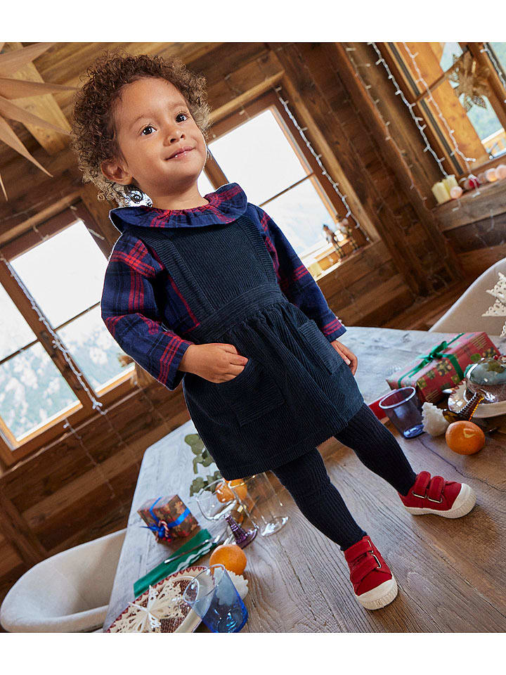 PETIT BATEAU Sztruksowa sukienka-ogrodniczka w kolorze granatowym rozmiar: 74