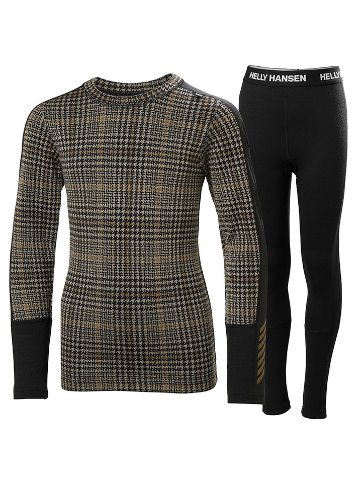 Helly Hansen 2-częściowy zestaw bielizny funkcyjnej w kolorze czarno-jasnobrązowym rozmiar: 164