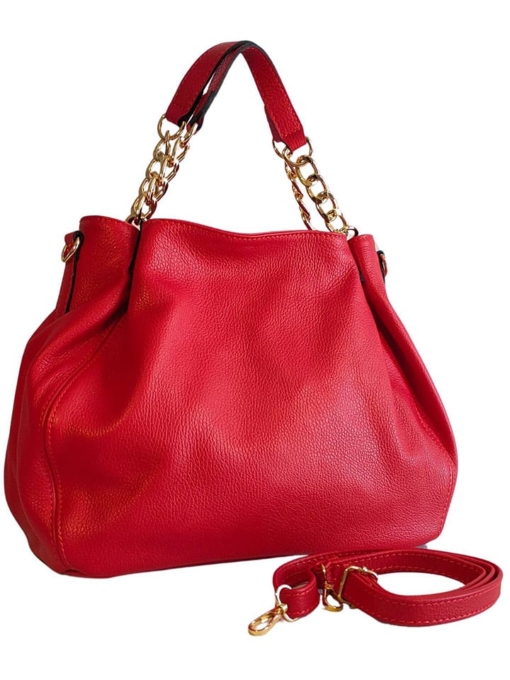 ORE10 Skórzany shopper bag w kolorze czerwonym - 27 x 45 x 15 cm rozmiar: onesize