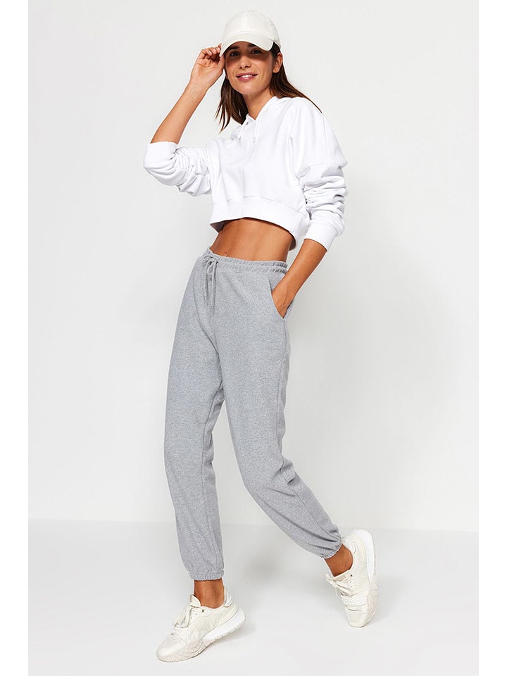trendyol Spodnie dresowe w kolorze szarym rozmiar: M