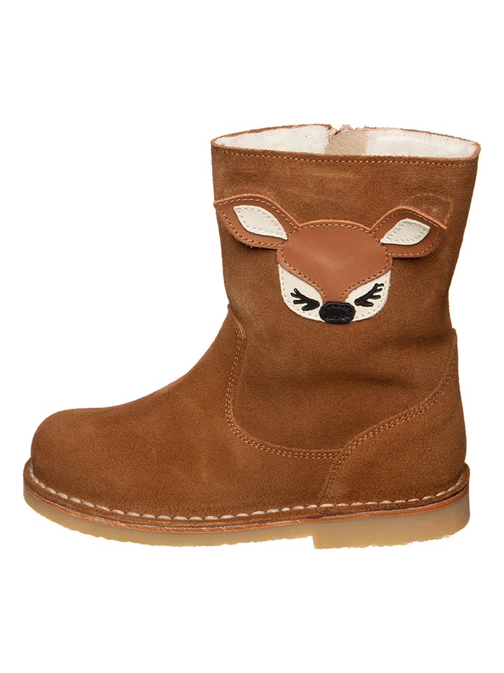 kmins Skórzane botki zimowe w kolorze jasnobrązowym rozmiar: 28