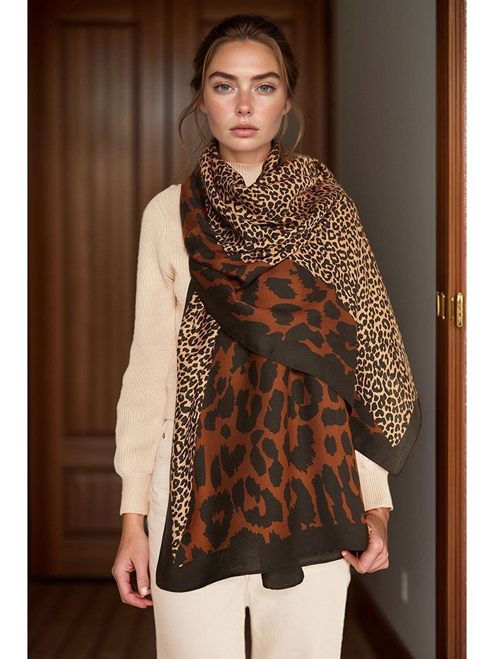 Lucky Bees Szal w kolorze brązowo-jasnobrązowym - 180 x 90 cm rozmiar: onesize