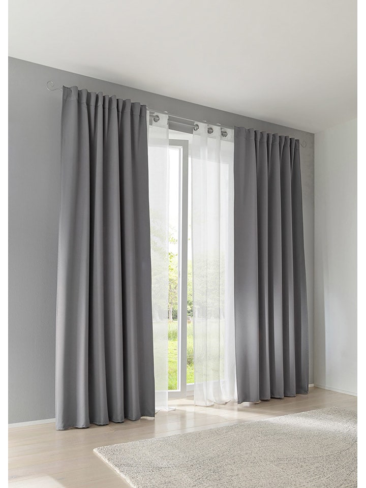 heine home Zasłona dekoracyjna w kolorze szarym rozmiar: 225x135 cm
