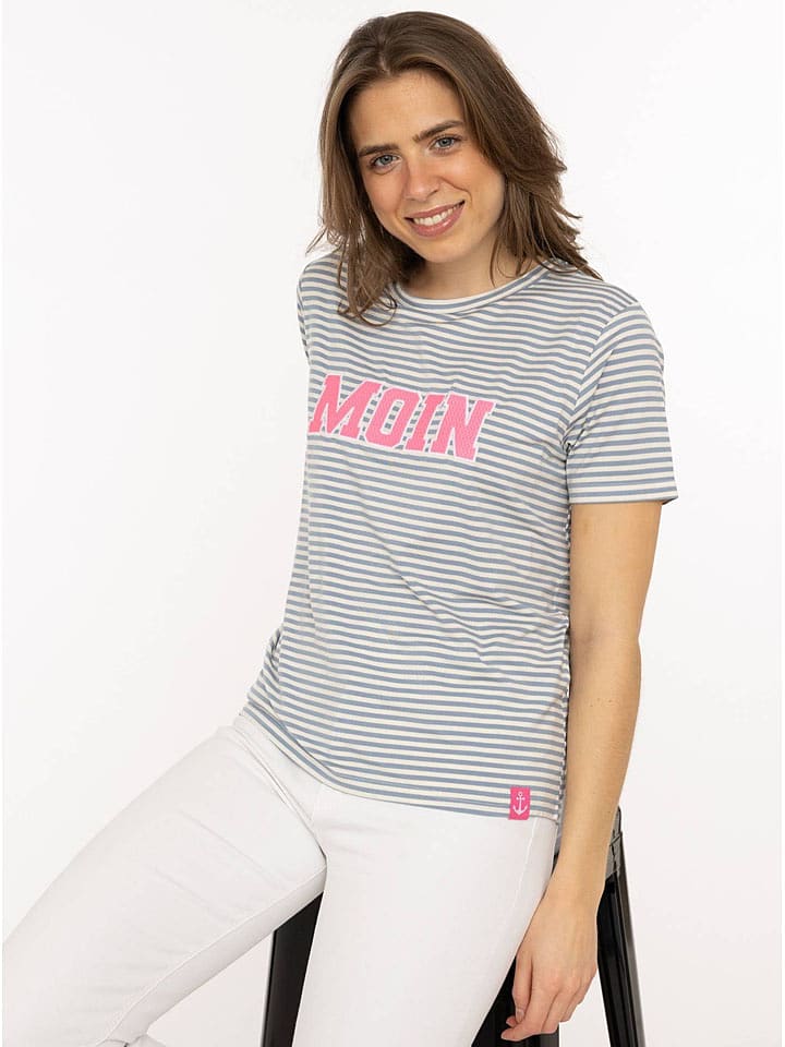 Zwillingsherz Koszulka w kolorze biało-szaro-jasnoróżowym rozmiar: S