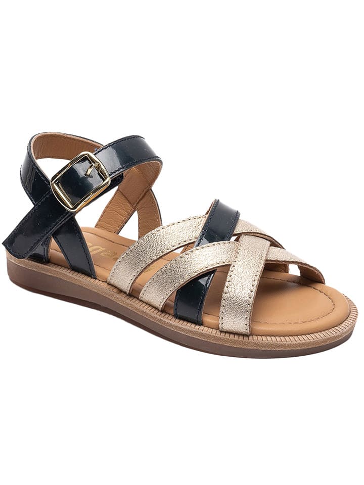 bisgaard Skórzane sandały w kolorze złoto-granatowym rozmiar: 35