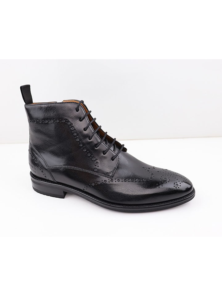 MELVIN & HAMILTON Skórzane botki "Bobby 9" w kolorze czarnym rozmiar: 46