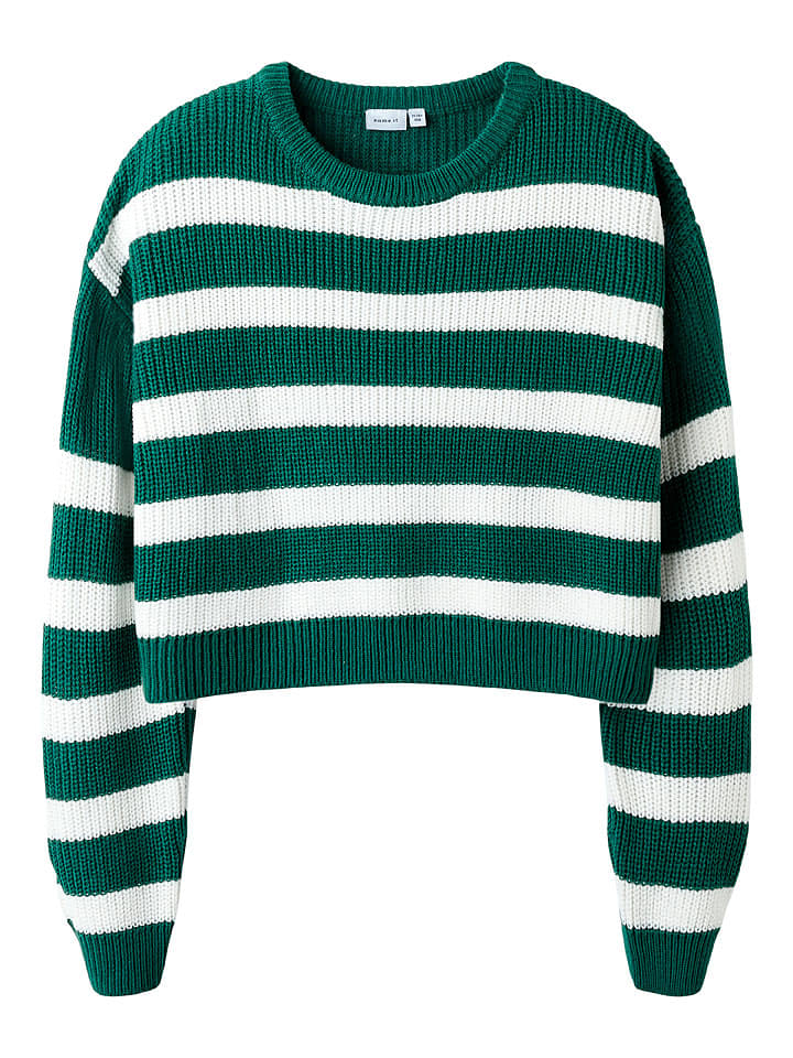 name it Sweter w kolorze zielono-białym rozmiar: 122/128