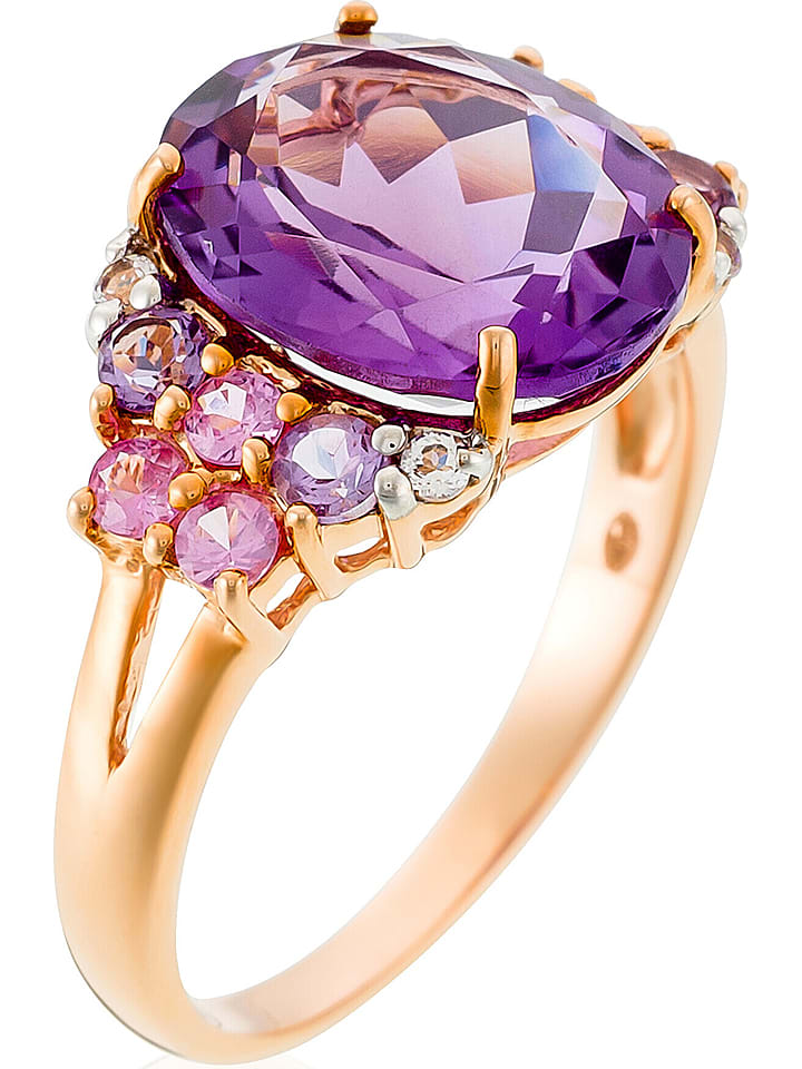 DIAMANTA Złoty pierścionek "Filtre d'amour" z kamieniami szlachetnymi rozmiar: 52