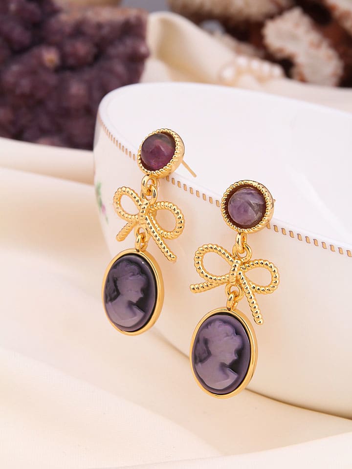 Pierres de Jade Pozłacane kolczyki-wkrętki z ametystami rozmiar: onesize